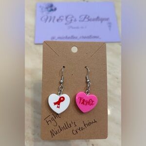 Handmade Mix Match Fight Charm 
Breast Cancer Awareness Earrings